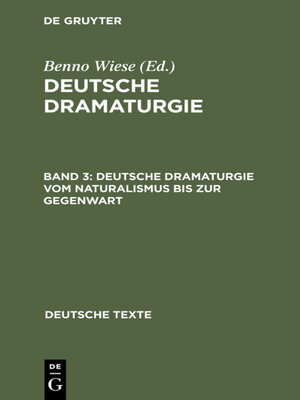 cover image of Deutsche Dramaturgie vom Naturalismus bis zur Gegenwart